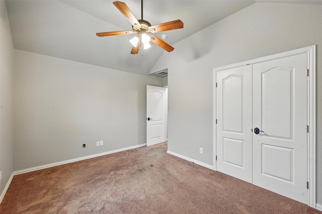8109 County Road 804, Burleson, TX 76028 - unfurnished bedroom with lofted ceiling, carpet floors, a closet, and a ceiling fan