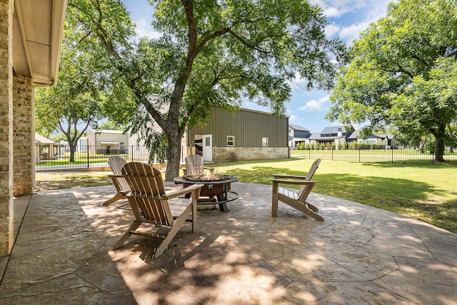 3011 Skyhawk Dr, Granbury, TX 76049 - view of patio featuring an outdoor fire pit and a residential view