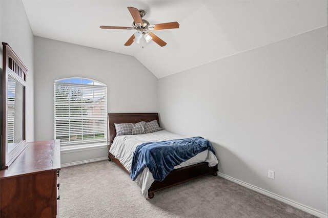 405 High Desert Dr, Fort Worth, TX 76131 - carpeted bedroom with lofted ceiling and ceiling fan