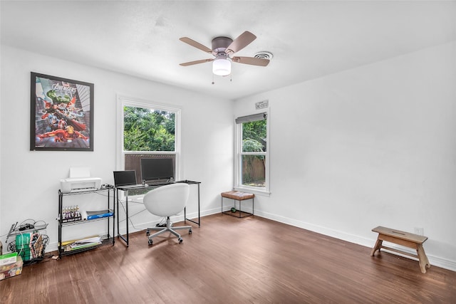312 Dean St, Athens, TX 75751 - office space with a ceiling fan, wood finished floors, and baseboards