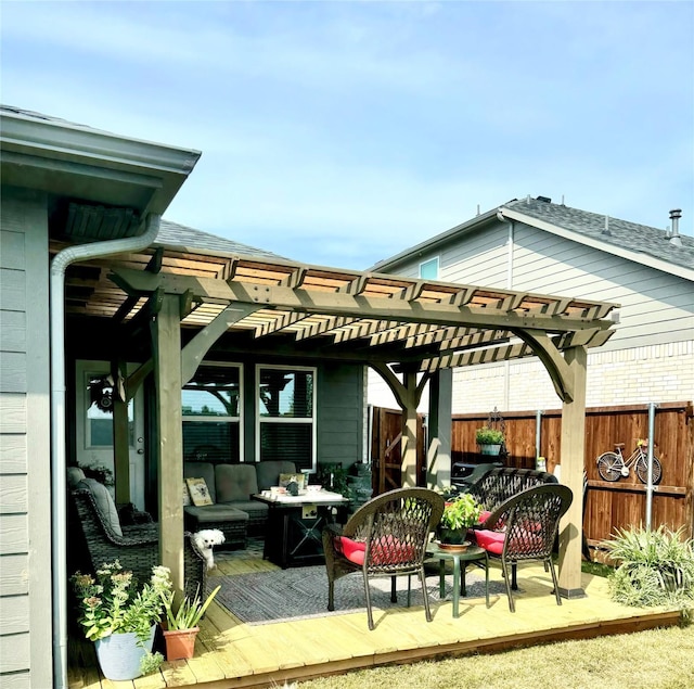 608 N Rain Barrel Pl, Weston, TX 75009 - view of patio with a pergola, an outdoor living space, and a deck