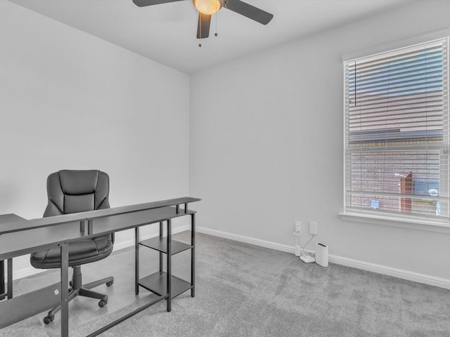 133 Hollytree Ln, Boyd, TX 76023 - office space with ceiling fan, baseboards, and carpet flooring