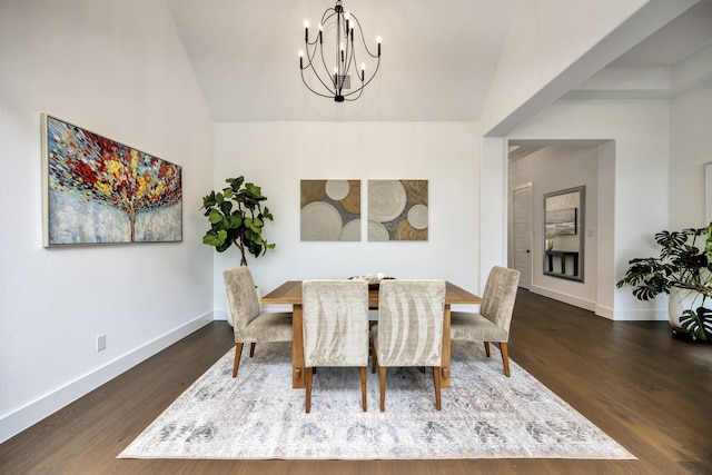13445 Meadow Cross Dr, Fort Worth, TX 76008 - dining space featuring a chandelier, wood finished floors, and high vaulted ceiling