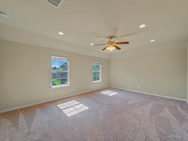 3321 Glen Crest Ln, Denton, TX 76208 - carpeted spare room featuring baseboards, a ceiling fan, recessed lighting, and a smoke detector