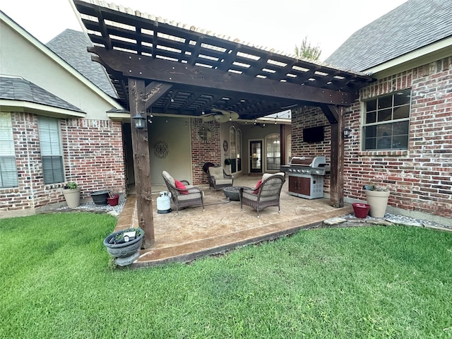 205 Old Palmetto Rd, Benton, LA 71006 - view of patio featuring grilling area, a pergola, and outdoor lounge area