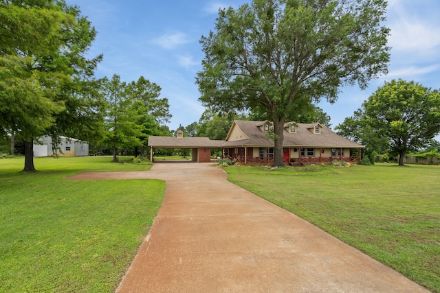 828 Crooked Creek Rd, Edgewood, TX 75117 - view of front facade with driveway, a front lawn, and a carport
