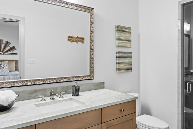 13390 Waterside Dr, Malakoff, TX 75148 - ensuite bathroom with toilet, vanity, and a stall shower