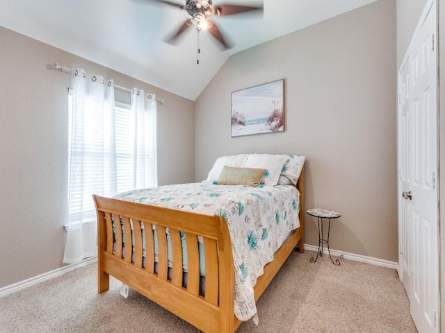 6356 Redeagle Creek Dr, Fort Worth, TX 76179 - carpeted bedroom featuring vaulted ceiling, baseboards, and a ceiling fan