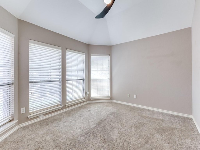 6356 Redeagle Creek Dr, Fort Worth, TX 76179 - carpeted spare room with vaulted ceiling, plenty of natural light, a ceiling fan, and baseboards