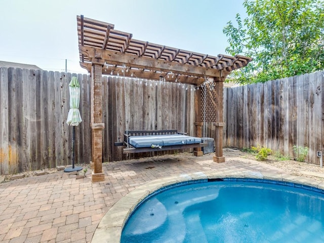6356 Redeagle Creek Dr, Fort Worth, TX 76179 - view of swimming pool featuring a pergola, a fenced backyard, and a patio