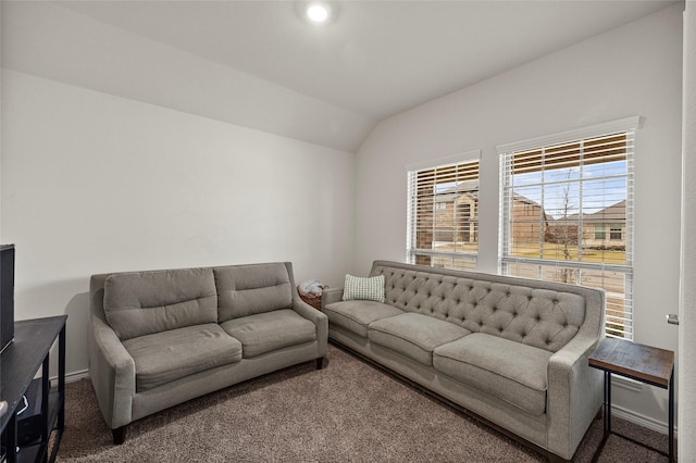 126 Condor Pass, Caddo Mills, TX 75135 - carpeted living room featuring lofted ceiling