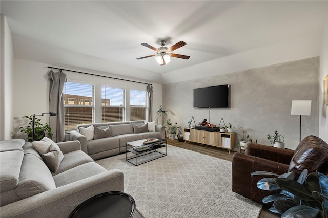 126 Condor Pass, Caddo Mills, TX 75135 - living area with a ceiling fan and wood finished floors