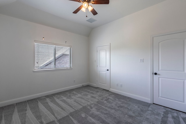 7132 Jernigan Dr, Frisco, TX 75034 - unfurnished bedroom with carpet flooring, vaulted ceiling, and ceiling fan