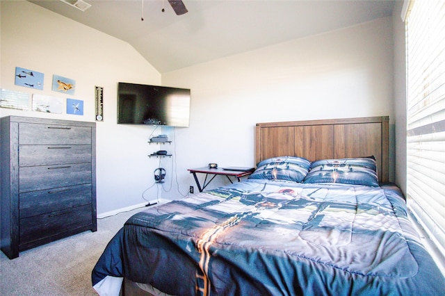 131 Live Oak Ln, Decatur, TX 76234 - carpeted bedroom featuring vaulted ceiling, a ceiling fan, and baseboards