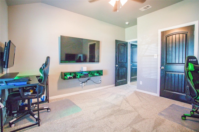 131 Live Oak Ln, Decatur, TX 76234 - office area featuring ceiling fan, carpet floors, and baseboards