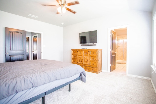 131 Live Oak Ln, Decatur, TX 76234 - bedroom featuring carpet floors, baseboards, ensuite bathroom, and a ceiling fan