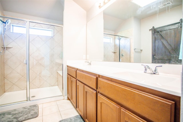 131 Live Oak Ln, Decatur, TX 76234 - full bathroom with tile patterned floors, double vanity, and a stall shower