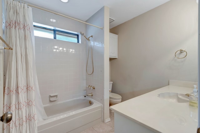 2049 Liverpool Dr, Plano, TX 75025 - full bathroom featuring shower / bath combination with curtain, toilet, vanity, and tile patterned floors