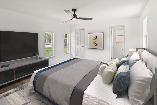 3812 David Ln, Forest Hill, TX 76119 - bedroom with wood finished floors and a ceiling fan