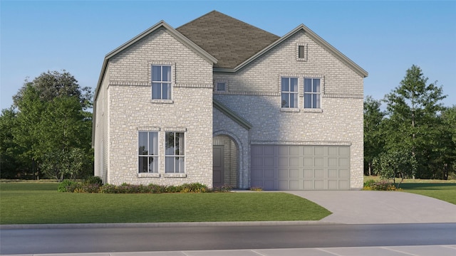 1606 Golden Sq, Cedar Hill, TX 75116 - view of front of house with an attached garage, a front yard, concrete driveway, and stone siding