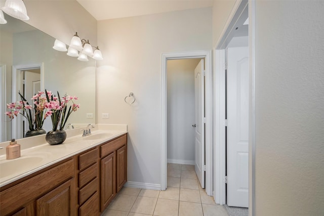 1635 Southwestern Dr, Allen, TX 75013 - full bathroom with tile patterned floors and double vanity