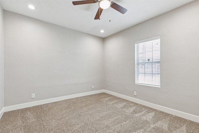 318 S Montreal Ave, Dallas, TX 75208 - carpeted spare room with baseboards, a ceiling fan, and recessed lighting