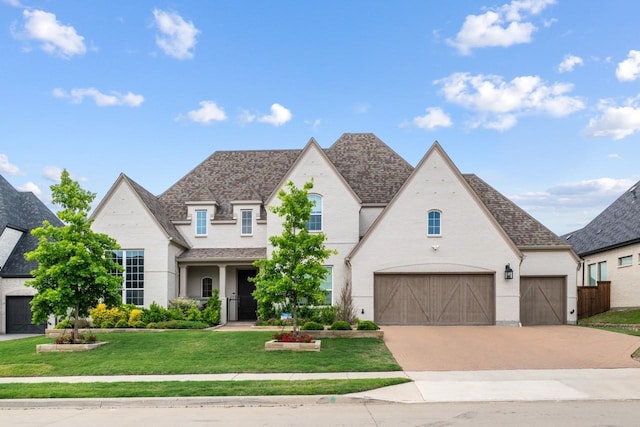 2104 Zaide Way, Celina, TX 75009 - french country style house with driveway, a front lawn, roof with shingles, and a garage