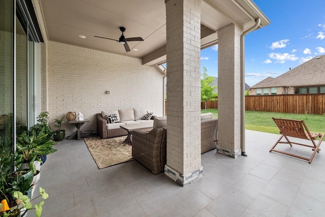 2104 Zaide Way, Celina, TX 75009 - view of patio / terrace with outdoor lounge area and a ceiling fan