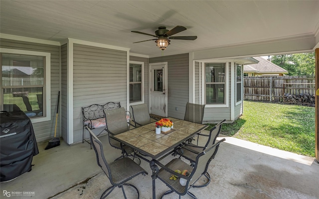 181 Bent Tree Loop, Haughton, LA 71037 - view of patio / terrace featuring outdoor dining space, a ceiling fan, and area for grilling