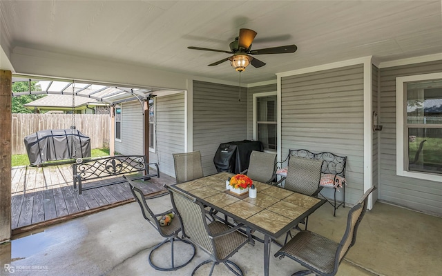 181 Bent Tree Loop, Haughton, LA 71037 - view of patio / terrace featuring outdoor dining space, a grill, and a ceiling fan