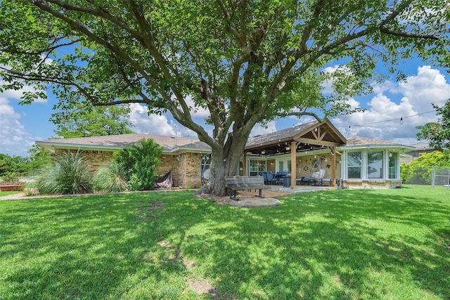 6710 Eastview Dr, Sachse, TX 75048 - rear view of house featuring a patio area and brick siding