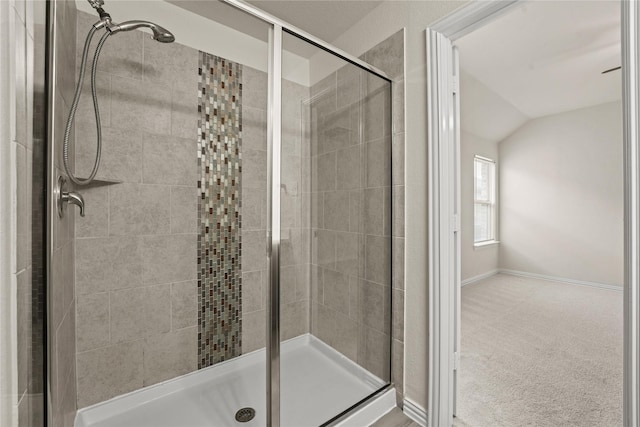 906 Silverbell St, Princeton, TX 75407 - full bathroom featuring a stall shower and vaulted ceiling