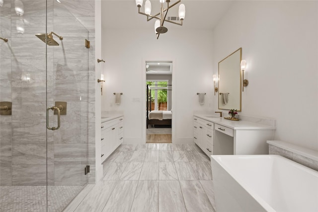 3313 Jackson Ct, Grapevine, TX 76092 - full bath with vanity, a freestanding bath, a stall shower, and connected bathroom