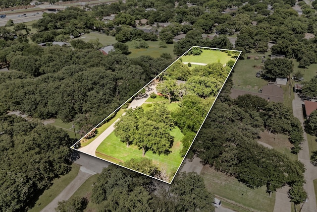 1432 Cimarron Trl, Hurst, TX 76053 - aerial view of property and surrounding area featuring property boundaries highlighted