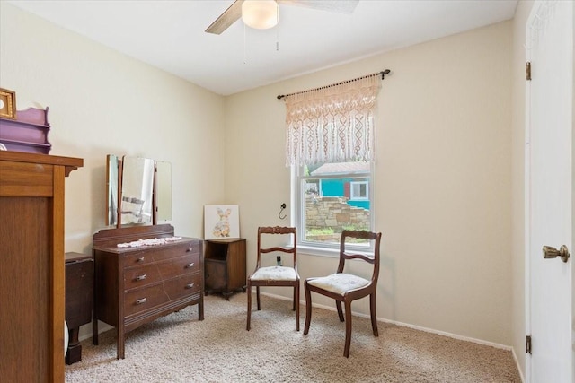1038 S Old Robinson Rd, Robinson, TX 76706 - sitting room featuring light carpet, ceiling fan, and baseboards