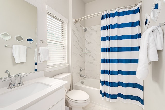 4258 Sechrist Dr, Frisco, TX 75034 - bathroom with marble look tile flooring, vanity, and shower / bath combo