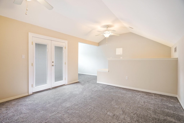 2205 Canton St Unit 107, Dallas, TX 75201 - bonus room featuring ceiling fan, carpet, lofted ceiling, and baseboards