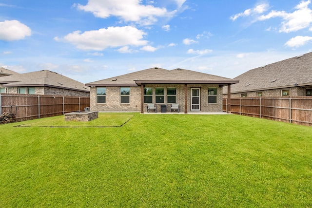 3216 Maroon Creek Rd, Aubrey, TX 76227 - rear view of house featuring brick siding, a patio area, and roof with shingles