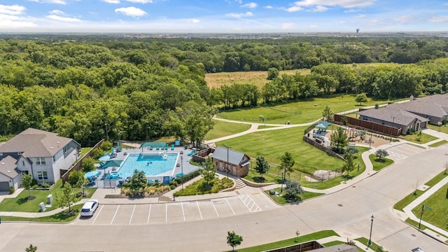 3216 Maroon Creek Rd, Aubrey, TX 76227 - drone / aerial view of a heavily wooded area and a pool