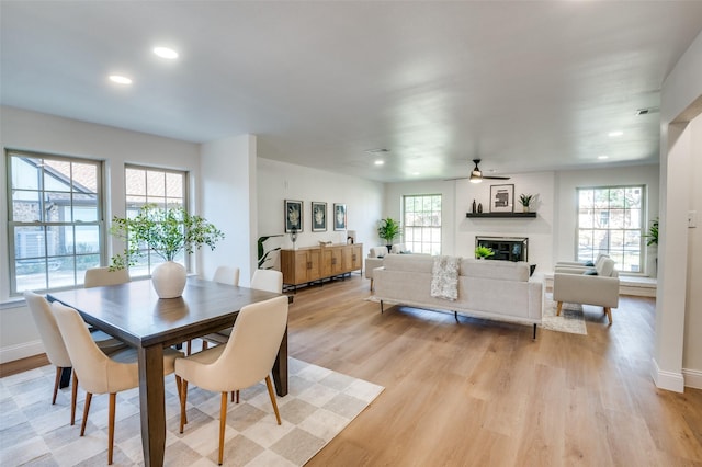 2028 Casa Loma Ct, Grapevine, TX 76051 - dining space with plenty of natural light, a ceiling fan, light wood-style floors, and recessed lighting