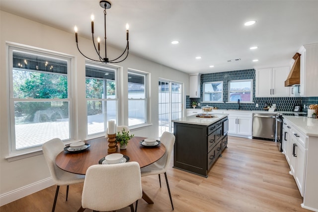2028 Casa Loma Ct, Grapevine, TX 76051 - kitchen featuring stainless steel appliances, tasteful backsplash, light countertops, a center island, and recessed lighting