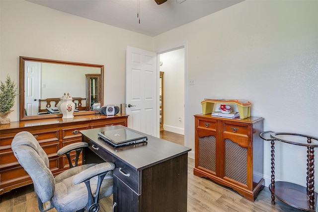 134 Northchase Dr, Willow Park, TX 76087 - office with light wood-style floors, baseboards, and a ceiling fan