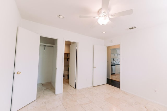 6646 E Lovers Ln Unit 301, Dallas, TX 75214 - unfurnished bedroom featuring a closet, ensuite bathroom, and ceiling fan