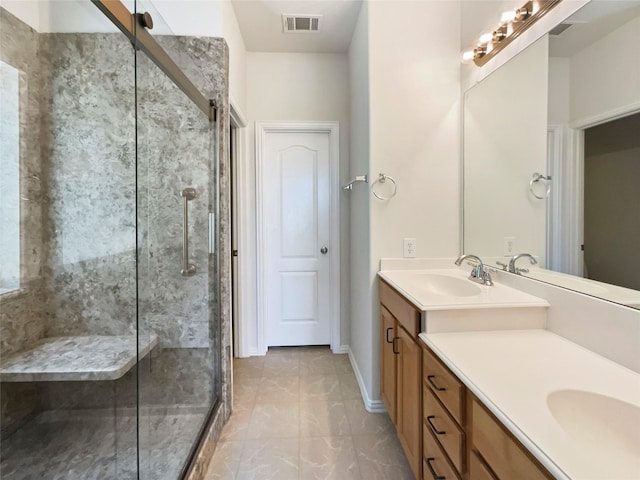 9903 Cedarcrest Dr, Providence Village, TX 76227 - bathroom with vanity and a stall shower