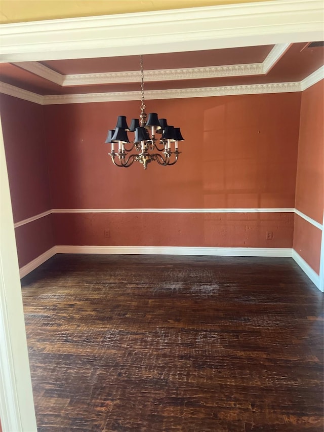 4158 Briargrove Ln, Dallas, TX 75287 - unfurnished room with a chandelier, hardwood / wood-style flooring, crown molding, and baseboards