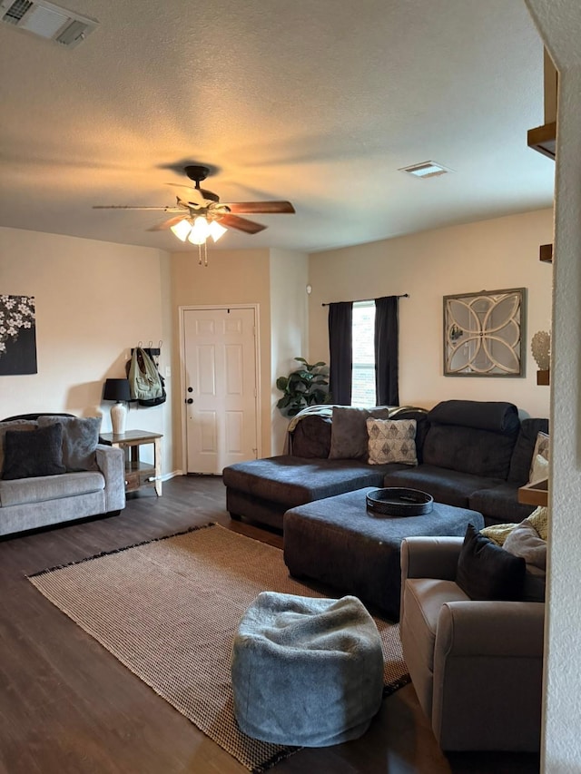 5001-5003 Sanger Circle Dr, Sanger, TX 76266 - living area with wood finished floors, ceiling fan, and baseboards