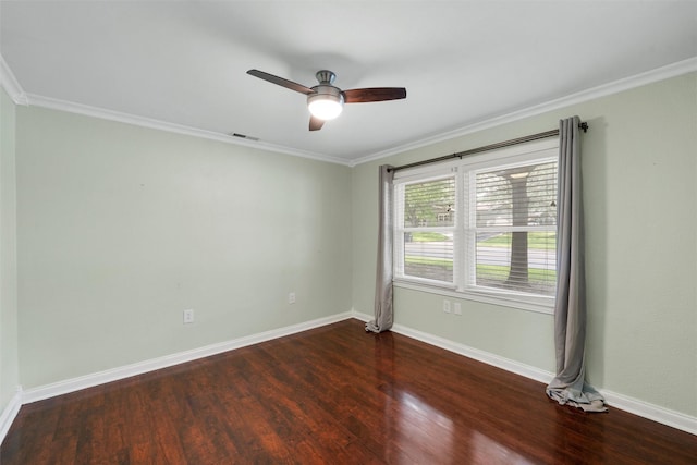 2225 Wooded Acres Dr, Waco, TX 76710 - spare room with wood finished floors, crown molding, and a ceiling fan