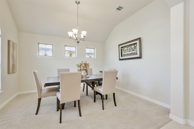 1926 Successful Dr, Wylie, TX 75098 - dining room featuring light colored carpet, a chandelier, baseboards, and lofted ceiling
