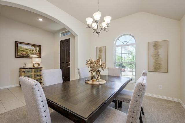 1926 Successful Dr, Wylie, TX 75098 - dining room featuring arched walkways, a chandelier, lofted ceiling, baseboards, and recessed lighting