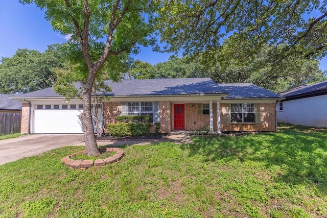 4209 W Pleasant Forest St, Arlington, TX 76015 - ranch-style house featuring an attached garage, concrete driveway, brick siding, and a front lawn